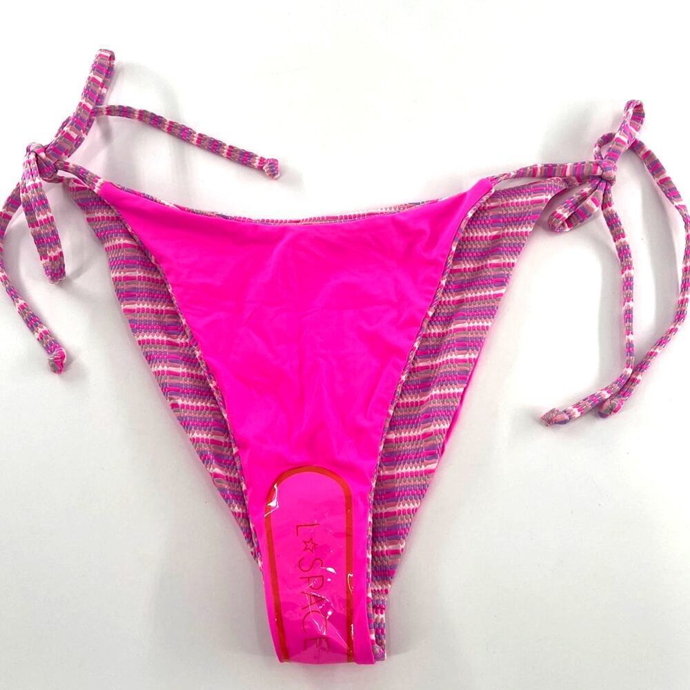 L*Space Electric Pique Stripe Lennox Bikini Bottom XL - Picture 6 of 9